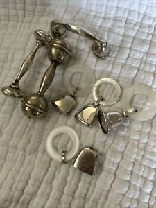Vintage Lot Of 8 Sterling Silver Scrap Baby Rattles Etc See Pics Fast Ship 