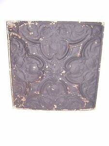 Antique Black Paint Metal Tin Ceiling Tile 24 X 24 Sheet Panel Reclaim Salvage