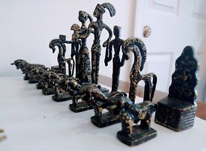 1960s Frederick Weinberg Style Brutalist Heavy Metal Chess Set