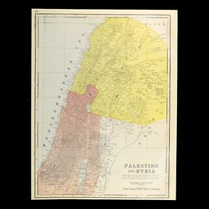 Ca 1922 Palestine Map Jerusalem Israel Lebanon Wall Art Original Syria Antique