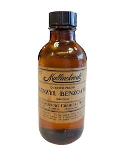 Vintage 1 4 Lbs Benzyl Benzoate Med Bottle By Mallinckrodt