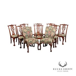 Chippendale Style 18th Cent Mahogany Collection Set Of 10 Carved Dining Chairs