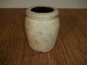 Primitive Small Brown Glaze Ceramic Crock 6 Tall
