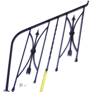 New Old Stock Vintage Wrought Iron Staircase Baluster Railing Bow Arrow
