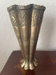 Antique Middle Eastern Silver Vase Islamic Hand Chased Engraved 