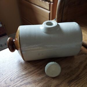 Antique Crock Ceramic Foot Bed Warmer Crock Screw Lid