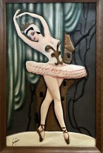 Mid Century Ballet Dancers C E Pearson Framed Embossed Painted Cooper Pictures