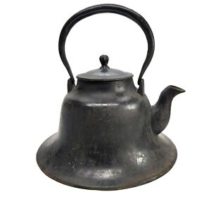 Japanese Cast Iron Teapot Black Bell Antique Tetsubin Lidded Ct406