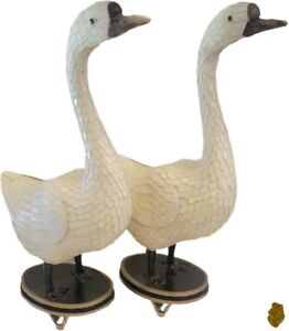 Antique Chinese Geese Sculptures Large Opulent Rare 