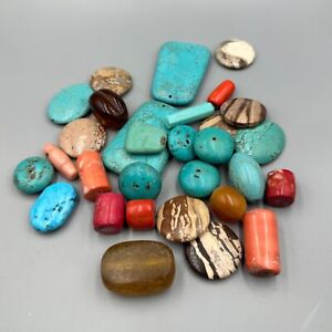 Unique Ancient Roman Torquise Coral Amber Stone Beads A Lot