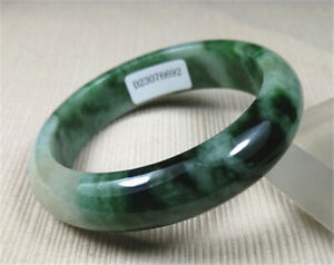 57 6mm Certified Natural Green Jadeite Bracelet Burma Jade Bracelet Bangle