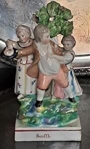 Enchanting Scarce Ralph Wood Pearlware Children Figural Group Scuffle C 1780 
