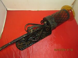 Vintage Gothic Wrought Iron Electric Wall Sconce Must See