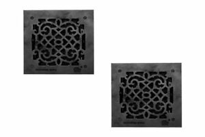 Black Floor Air Vent Heat Register With Aluminum Upscale Design 8 X 8 Set Of 2