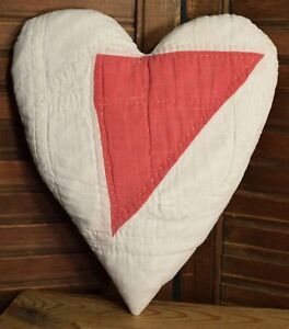 Quilt Heart Red White Cupboard Tuck 9 Tall Primitive Valentine