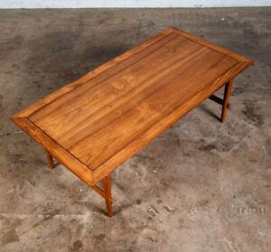 Mid Century Modern Coffee Table Solid Walnut Rectangle Compact Vintage Restored