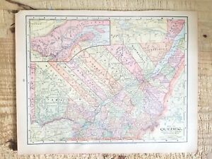 Vtg 1902 Quebec Nova Scotia Prince Edward Island Two Sided 13 5 X 10 5 Map