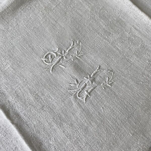 Set Of 12 Large Damask Antique French Linen Napkins Towels White Jl Monogram Fa