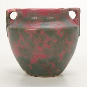 Early Burley Winter Arts Crafts Vase Mottled Matte Glaze Pink Green No 43