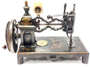 Gorgeus Antique Rare Cast Iron Sewing Machine Shaw Clarck Closed Pillar 1865