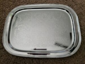 Rare Antique Elaborate Silver Plated Butlers Serving Tray 16 X 29 1 2 Etching
