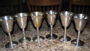 6 Piece Vintage Valero E P B Silver Plated 5 1 4 Spain Wine Goblets