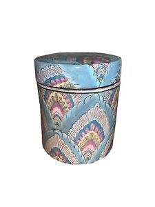 Chinese Famille Blue Pink Peacock Porcelain Lidded Tea Jar Caddy Marked