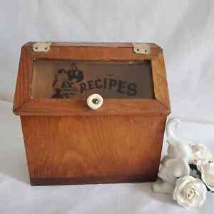 Antique Wood Recipe Box Mrs Baker S Recipe Box 1920s Collectible Kitchen Decor