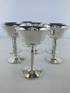 Set Of 7 Cresent Silver Mfg Silverplate Stemmed Wine Champagne Dessert Cup 4 75 