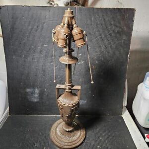 Antique Brass Bradley Hubbard Lamp Base Classical Urn Motif W 4 Light Cluster