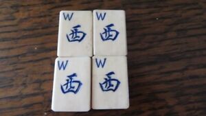 Antique Mahjong 4 Bone And Bamboo West Wind Tiles C 1920