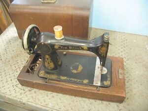 Vintage Old New Millard Sewing Machine With Wood Case