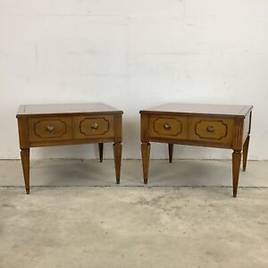 Pair Of Vintage Side Tables With Single Drawer
