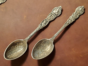Two Sterling Silver Souvenir Spoons Quebec Vancouver Canada Ch Teau Frontenac