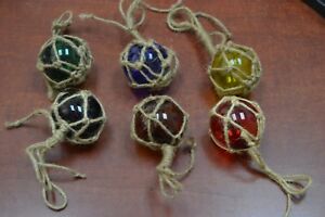 3 Pcs Reproduction Glass Float Ball With Fishing Net 2 Pick Your Colors 