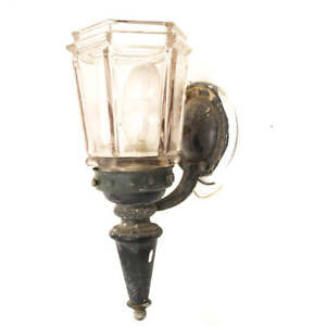 Antique Wall Sconce Torchiere W Glass Shade Craftsman Style
