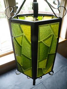 Needs Work Swag Lamp Chunky Look Panels Black Metal Mcm Spanish Revival Gothic