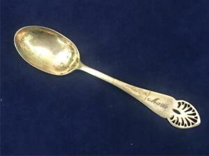 Antique Rand And Crane Arts Crafts Sterling Openwork Engraved Marie Teaspoon
