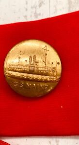 Beautiful 1889 Antique Gold S S Main Battle Of Remembrance Button Rare 