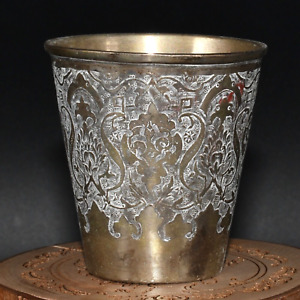 Authentic Antique Old Art Deco British India Mix Silver Cup In Good Condition