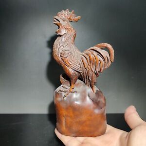 6 3 Wooden Ornament Cock Rooster Statue Carving Home Decor Animal Figurines Art