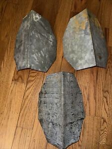 3 Old Vintage Galvanized Sap Bucket Covers Lids Peaked Roof Top Maple Syrup