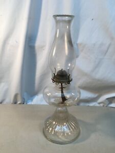Antique Early1800 S Blown Glass Whale Oil Lamp With Burners Candle Stick Type