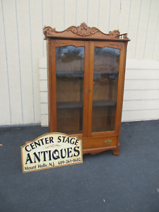 63866 Antique Victorian Oak Bookcase Curio
