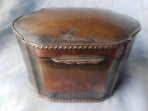 Old Silver On Copper Hinged Tea Caddy Trinket Box