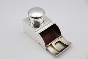 Unusual Sterling Silver Inkwell Stamp Case Hallmarked London 1908