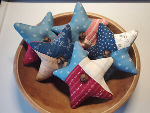 Antique Cutter Quilt Stars Bowl Fillers Of 4 Red White Blue Patriotic July 4th