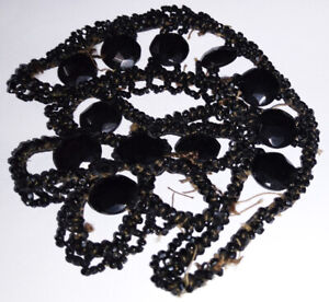Victorian Funeral Mourning Trim Applique Beaded Work On Cording Vintage 23