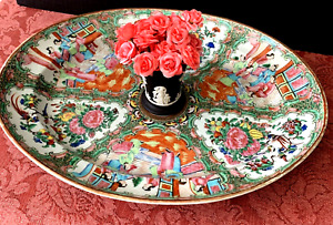 Antique 19th Century Rose Medallion Porcelain Platter