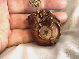 Chinese Old Carved Wooden Rooster Pendant